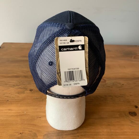 Carhartt Blue Mesh Trucker Snap Back Cap Hat One Size Adjustable New - Picture 5 of 9
